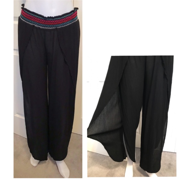 Blue Island Shirred Waist Wrap Chiffon Beach Pants - Picture 5 of 12